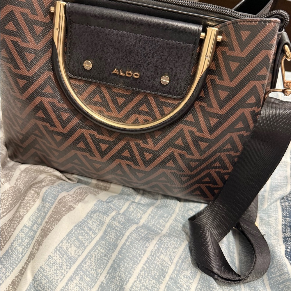 Aldo Black and Brown Patterned Shoulder Bag